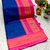 DIGITAL PRINTING KALIYANI LINEN COTTON SAREES - NAVY COLOUR