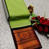 FANCY PLAIN SOFT SILK SAREES COPPER DESIGN BORDER  - PESTA GREEN