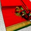PURE COTTON JARI BORDER SAREES SUMMER SPECIAL COLLECTION - RED (1)