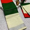 PUSHPA 2 LINEN COTTON SAREES - GREEN