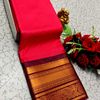 FANCY PLAIN SOFT SILK SAREES  COPPER DESIGN BORDER  -  DARK PINK
