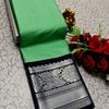 FANCY PLAIN SOFT SILK SAREES SILVAR DESIGN BORDER  - LIGHT GREEN SHADE