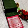FANCY PLAIN SOFT SILK SAREES SILVAR  DESIGN BORDER  - BOTTLE GREEN