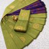 DIGITAL KUBERA PATTU VAIRA OOSI SOFTY SILK SAREES - OLIVE GREEN