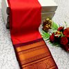 FANCY PLAIN SOFT SILK SAREES COPPER  DESIGN BORDER  - RED