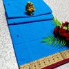 PURE COTTON JARI BORDER SAREES SUMMER SPECIAL COLLECTION - DARK SKY BLUE (1)
