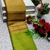 JYOTHIKA INSPIRED TRENDING LINEN TISSUE TYPE SILK SAREES WITH GREEN BORDER - GOLD