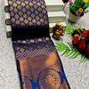 BRIDAL SILK GOLD SILVAR AND COPPER ZARI WEAVE AND WEDDING ART SILK SAREES - NORMAL  BLUE (1)