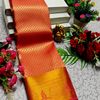 BRIDAL SILK GOLD SILVAR AND COPPER ZARI WEAVE AND WEDDING ART SILK SAREES - BABY PINK (5)