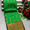 BRIDAL SILK GOLD SILVAR AND COPPER ZARI WEAVE AND WEDDING ART SILK SAREES - GREEN COLOUR (1)
