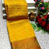 BRIDAL SILK GOLD SILVAR AND COPPER ZARI WEAVE AND WEDDING ART SILK SAREES - LEMON COLOUR (1)