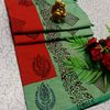 TRENDY AND FANCY ZIGZAG  BORDER STITCH COTTON SAREES - RED