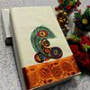 TRENDING KERALA SPECIAL FULL WORK EMBOSSED DIGITAL PRINTING COTTON SAREE COLLECTIONS - WHITE (68)