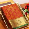 BRIDAL SILK GOLD SILVAR AND COPPER ZARI WEAVE AND WEDDING ART SILK SAREES - RED (1)