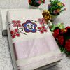 TRENDING KERALA SPECIAL FULL WORK EMBOSSED DIGITAL PRINTING TISSUE SAREE COLLECTIONS - BEIGE COLOUR (68)