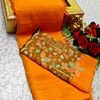 GEORGETTE FANCY SOFT SILK SAREES WITH BLOUSE MODERN FANCY ITEM SAREES - ORANGE