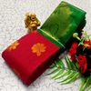 Korvai kotanji Trendy & Fancy bhutta and 2/100 Silk Cotton Sarees Function wear - TOMATO COLOUR (3)