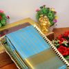 BRIDAL SILK GOLD SILVAR AND COPPER ZARI WEAVE AND WEDDING ART SILK SAREES - SKY BLUE