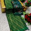 GEORGETTE FANCY SOFT SILK SAREES WITH BLOUSE MODERN FANCY ITEM SAREES - GREEN (4)