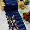 GEORGETTE FANCY SOFT SILK SAREES WITH BLOUSE MODERN FANCY ITEM SAREES - PEACKOK BLUE (3)