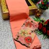 GEORGETTE FANCY SOFT SILK SAREES WITH BLOUSE MODERN FANCY ITEM SAREES - PEACH COLOUR (1)