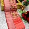 GEORGETTE FANCY SOFT SILK SAREES WITH BLOUSE MODERN FANCY ITEM SAREES - CORAL COLOUR (2)