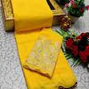 GEORGETTE FANCY SOFT SILK SAREES WITH BLOUSE MODERN FANCY ITEM SAREES - YELLOW (3)