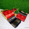 Fancy print office wear cotton sarees all over body  poo pattern design premium look lightweight comfortable wear - RED