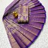 A "one gram gold trending tissue saree" typically refers to a saree made from a lightweight, sheer fabric known as tissue - LAVENDER DARK