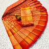 A "one gram gold trending tissue saree" typically refers to a saree made from a lightweight, sheer fabric known as tissue - RED