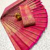 A "one gram gold trending tissue saree" typically refers to a saree made from a lightweight, sheer fabric known as tissue - LIGHT PINK