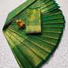 A "one gram gold trending tissue saree" typically refers to a saree made from a lightweight, sheer fabric known as tissue - GREEN COLOUR (1)