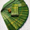 A "one gram gold trending tissue saree" typically refers to a saree made from a lightweight, sheer fabric known as tissue - GREEN (1)