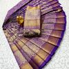 A "one gram gold trending tissue saree" typically refers to a saree made from a lightweight, sheer fabric known as tissue - LAVENDER DARK (1)