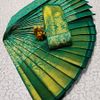 A "one gram gold trending tissue saree" typically refers to a saree made from a lightweight, sheer fabric known as tissue - EMERALD COLOUR (2)
