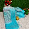 Rainbow fancy stone work soft silk off and off model sarees with blouse modern fancy item sarees - SKY BLUE
