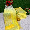 Rainbow fancy stone work soft silk off and off model sarees with blouse modern fancy item sarees - YELLOW