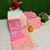 Rainbow fancy stone work soft silk off and off model sarees with blouse modern fancy item sarees - BABY PINK