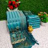 Rainbow fancy stone work soft silk off and off model sarees with blouse modern fancy item sarees - BLUE SHADE