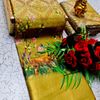 Digital printing dola silk cotton sarees - LIGHT YELLOW (2)