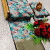 Elegant Floral Dola Silk Saree with Zari Border - LIGHT BLUE N