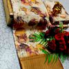 Elegant Floral Dola Silk Saree with Zari Border - LIGHT GOLD