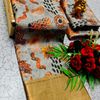 Elegant Floral Dola Silk Saree with Zari Border - SILVAR