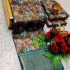 Elegant Floral Dola Silk Saree with Zari Border - BROWN (1)