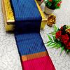 Beauty checked soft silk rich look design soft material function and party wear - BLUE COLOUR