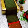 Beauty checked soft silk rich look design soft material function and party wear - DARK GREEN