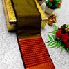 Beauty checked soft silk rich look design soft material function and party wear - OLIVE GREEN