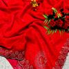Celestial grace: space silk saree  modern fancy item sarees - RUBY COLOUR