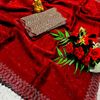 Celestial grace: space silk saree  modern fancy item sarees - TOMATO COLOUR