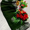Celestial grace stone work space silk Royal design  modern fancy item saree - BOTTLE GREEN